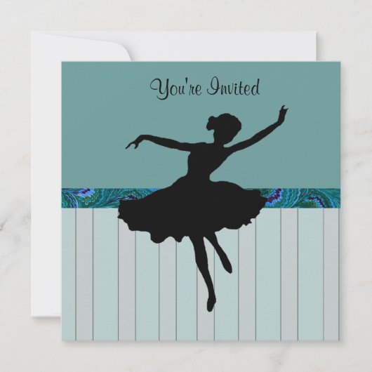 Peacock Blue Dance Party Invitation Kaart (Voorkant)