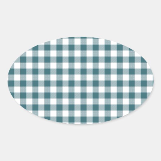 Peacock Blue (Donker Blauwgroen of Aqua) en White  Ovale Sticker (Voorkant)