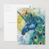 Peacock Blue Eenhoorn Briefkaart (Voorkant / Achterkant)