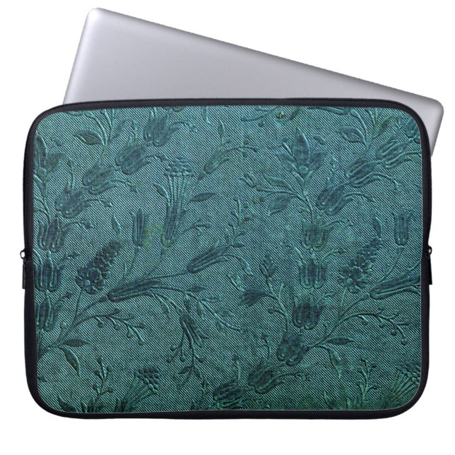 Peacock Blue  Embroidery Laptop Sleeve (Voorkant)