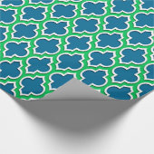 Peacock Blue Emerald Green Wht XL Moroccan #4DS Cadeaupapier (Hoek)