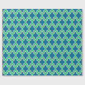 Peacock Blue Emerald Green Wht XL Moroccan #4DS Cadeaupapier (Vlak)