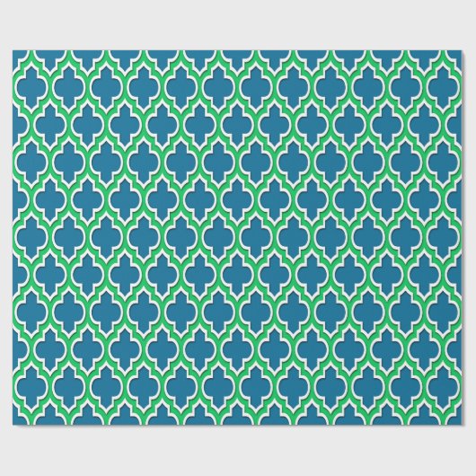 Peacock Blue Emerald Green Wht XL Moroccan #4DS Cadeaupapier (Vlak)