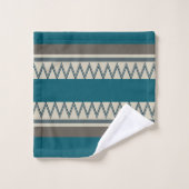 Peacock Blue en Grey Stripes Bad Handdoek (Wasdoekje)