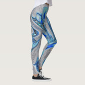 Peacock Blue en Silver Marked Abstract Leggings (Rechts)