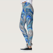 Peacock Blue en Silver Marked Abstract Leggings (Links)
