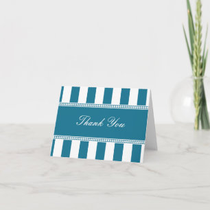 Peacock Blue en White Cafe Stripes Bedankt Opmerki