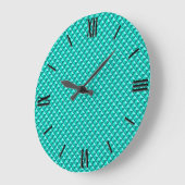 Peacock blue, enamel look, studded grid grote klok (Hoek)