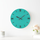 Peacock blue, enamel look, studded grid grote klok (Huis)