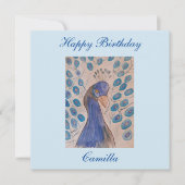 Peacock Blue Flat Birthday Card Kaart (Voorkant)