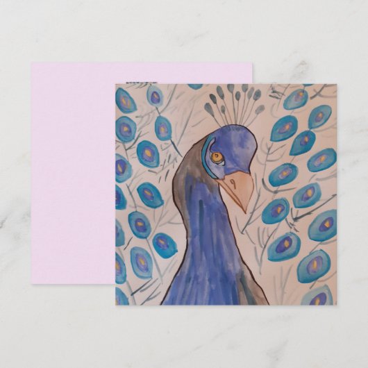 Peacock Blue Flat Wenskaart (Voorkant / Achterkant)