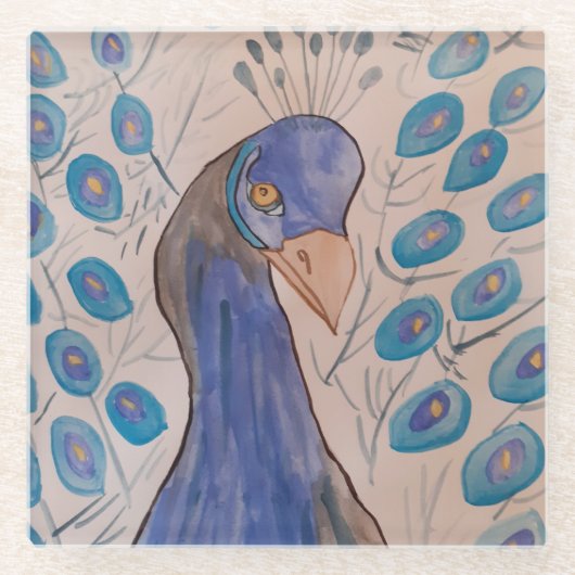 Peacock Blue Glazen Onderzetter (Voorkant)