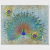 Peacock Blue Gold Foil Rococo Scroll Decoupage Cadeaupapier (Vlak)