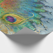 Peacock Blue Gold Foil Rococo Scroll Decoupage Cadeaupapier (Hoek)