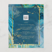 Peacock Blue Gold INK Abstract huwelijk Flyer (Achterkant)