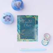 Peacock Blue Gold INK Abstract huwelijk Flyer (Enkel)