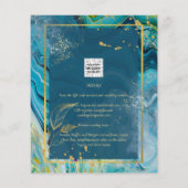 Peacock Blue Gold INK Abstract huwelijk Flyer (Achterkant)