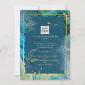 Peacock Blue Gold INK Abstract huwelijk Kaart (Achterkant)