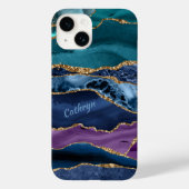 Peacock Blue Gold Laced Abstract Case-Mate iPhone Case (Achterkant)