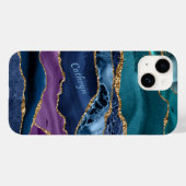 Peacock Blue Gold Laced Abstract Case-Mate iPhone Case (Achterkant (horizontaal))