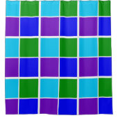 Peacock Blue, Green and Paars Squares Douchegordijn (Voorkant)