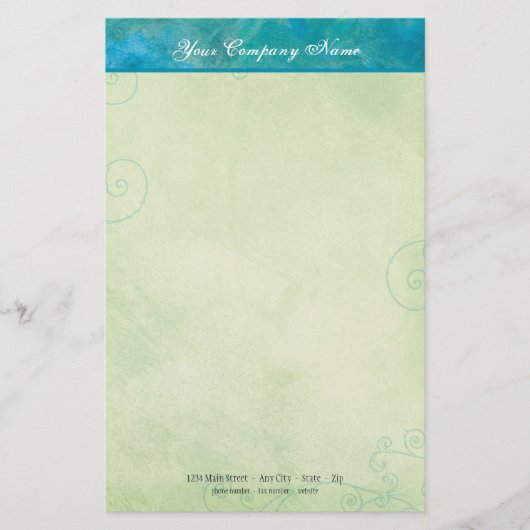 Peacock Blue & Green Business Stationery Briefpapier (Voorkant)