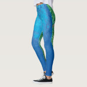 Peacock Blue Green Feather Art Aangepaste tekst to Leggings (Links)