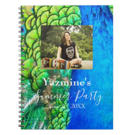 Peacock Blue Green Feather Texture Summer Photos Notitieboek