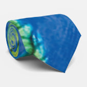 Peacock Blue Green Feather Texture Summer Tropical Stropdas (Opgerold)