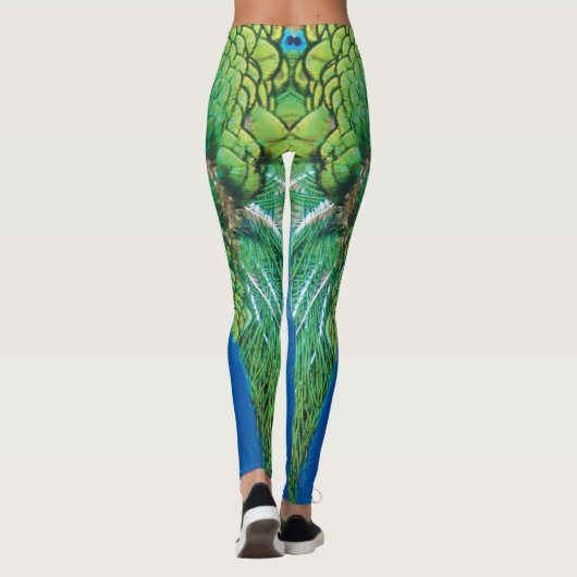 Peacock Blue Green Feather Texture Summer Vibes be Leggings (Achterkant)