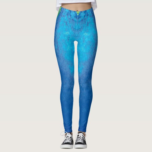 Peacock Blue Green Feather Texture Summer Vibes be Leggings (Voorkant)