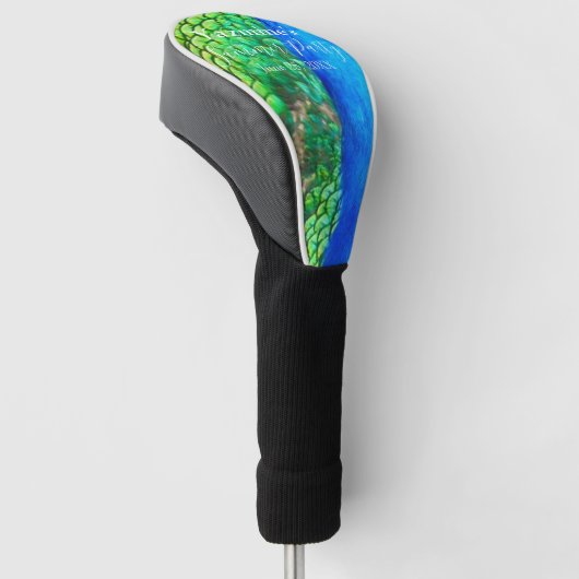 Peacock Blue Green Feather Texture Summer Vibes Golfheadcover (Schuin)