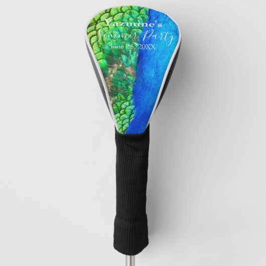 Peacock Blue Green Feather Texture Summer Vibes Golfheadcover (Voorkant)