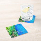 Peacock Blue Green Feather Texture Summer Vibes Kartonnen Onderzetters (Insitu)