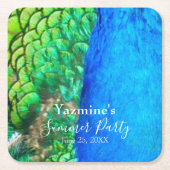 Peacock Blue Green Feather Texture Summer Vibes Kartonnen Onderzetters (Voorkant)