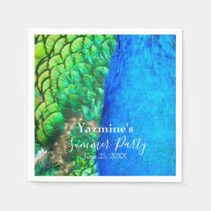 Peacock Blue Green Feather Texture Summer Vibes Servet