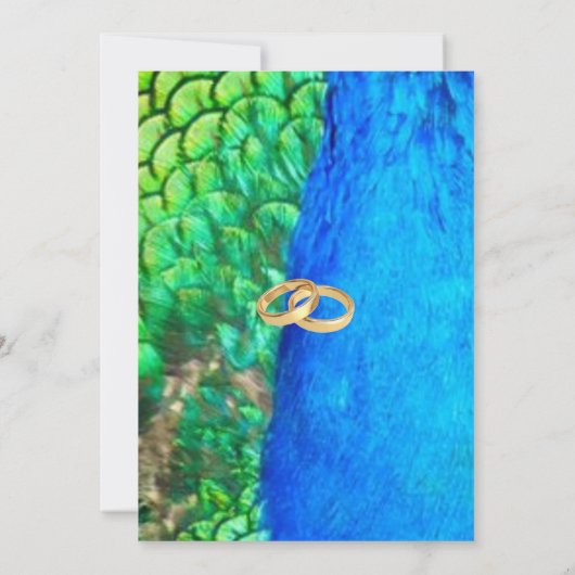 Peacock Blue Green Feather Texture Summer Wedding Kaart (Achterkant)