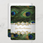 Peacock Blue Green Gold Elegant Kaart (Voorkant / Achterkant)