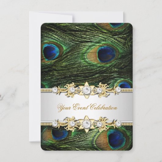 Peacock Blue Green Gold Elegant Kaart (Voorkant)
