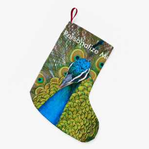 Peacock Blue Head met kleurrijke staartopperen Kleine Kerstsok