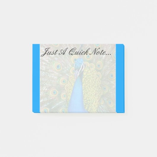 Peacock Blue Head met kleurrijke staartopperen Post-it® Notes (Voorkant)