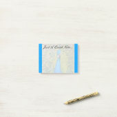 Peacock Blue Head met kleurrijke staartopperen Post-it® Notes (Op bureau)
