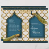  Peacock Blue in White Gold Wedding Programme (Voorkant / Achterkant)