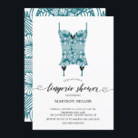 Peacock Blue Lace Corset Bridal Lingerie Shower Kaart<br><div class="desc">Mooie pauw blauw gezicht met zwarte bogen voor corset lingerie-douche-uitnodiging met een coördinerende kant voor een extra speciale aanraking.</div>