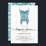Peacock Blue Lace Corset Bridal Lingerie Shower Kaart<br><div class="desc">Mooie pauw blauw gezicht met zwarte bogen voor corset lingerie-douche-uitnodiging met een coördinerende kant voor een extra speciale aanraking.</div>