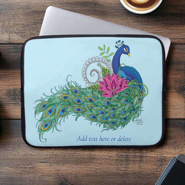 Peacock Blue Lotus Glower Henna Laptop Sleeve (Creator heeft geüpload)