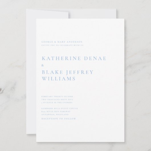 Peacock Blue Modern Wedding Invitation Kaart (Voorkant)