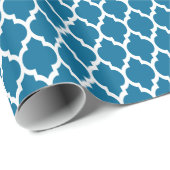 Peacock Blue Moroccan Quatrefoil Pattern #4 Cadeaupapier (Rol Hoek)
