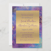 Peacock Blue Paars Abstract goudhuwelijk Kaart (Voorkant)