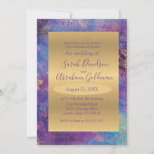 Peacock Blue Paars Abstract goudhuwelijk Kaart (Voorkant)